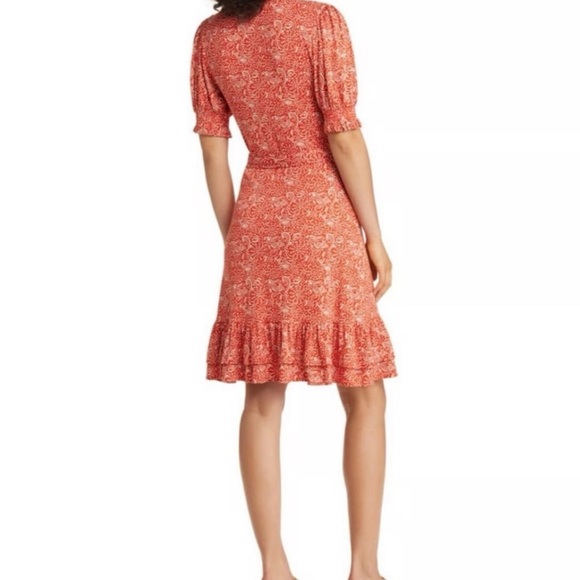 NWT Boden Vermilion Azure Pop Ruffle Jersey Dress Size 8 - Picture 2 of 8